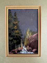Vintage Hand Painted Wood Framed Art Nature Scene River 9.5″ x 11.5″