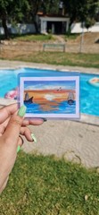 ACEO Watercolor Sunset Seascape Boats Art on Cardstock by Susana Santos