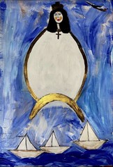 Acrylic On Cardboard Juan Karlos Cuban Art 47x32cm…“En el cielo“