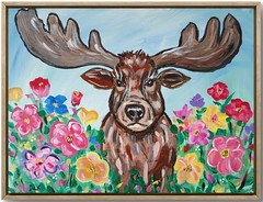 Floral Moose 11×14 Canvas Original Art Expressionism Alaska Animals Abstract