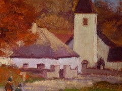 Petr Mircev (1968 Czech Republic) Landscape with 2 Women on the Road.
