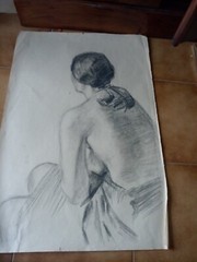 NUDE STUDIO DRAWING 1950s on paper cm. 50X75 UNSIGNED