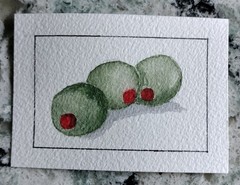 Original Watercolor ACEO – 2.5″ x 3.5″ – Green Olives