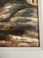 Americo Cala „Medieval Village“ Original Acrylic Painting Framed One of a Kind