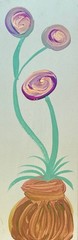 BLESSED#0517 Flower Pot Friends 4×12 Original Art Modern Minimal Abstract