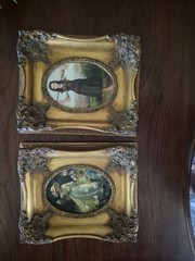 Vintage Pair Oil Portrait of a Lady Gold Gilt Frames