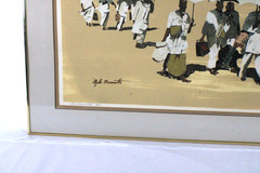 Clyde Burnette Mid Century „The Long Walk“ 27/28 Serigraph Hand Painted Signed