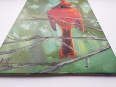 Northern Cardinal Bird Original Oil Painting on Canvas 20×15 cm