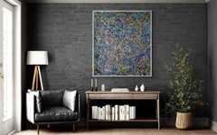 One-of-a-Kind Pollock Style Multicolor Abstract Canvas – 39×35 in