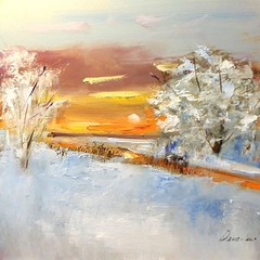 LANDSCAPE Oil painting contemporary 8×8 UKRAINE