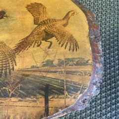 Vintage Pheasant Painting On Wood Piece From Mitchell SD Historic Mancave