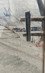 ORIGINAL WATERCOLOR BY Dot Smith, American Listed Artist Framed Mid West Cabin