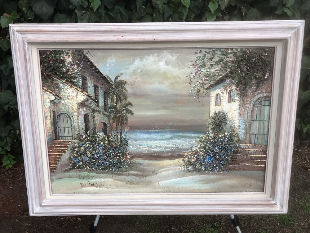 FRANCISCO PACO GARCIA Original HUGE BAJA BEACH 3D IMPASTO SEASCAPE VINTAGE OIL