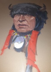 Nicholas Firfires Watercolor & Gouache Painting – American Indian – Framed