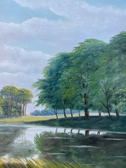 Impressionist Summer Seascape Oil Painting Antique 82x62cm