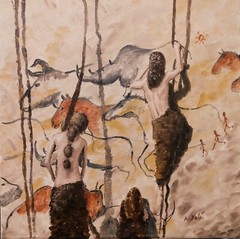 Oil Painting Prehistoric Stone Age Artists Cave Drawing Animal Art A. Joli