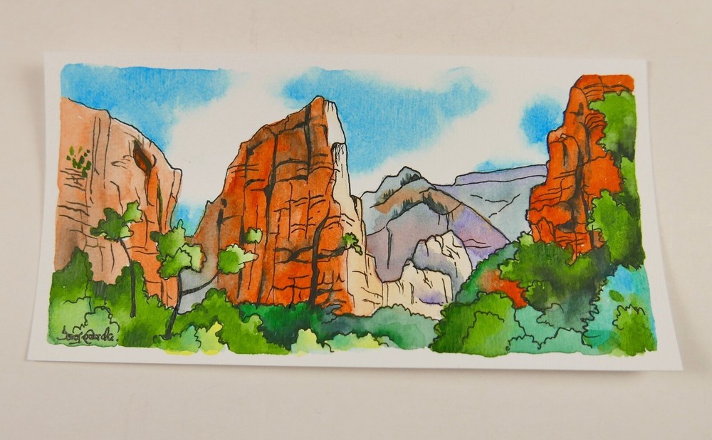 Small original Watercolor Painting Zion National Park 5 New
