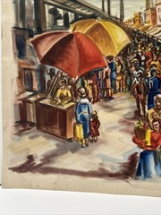 WPA PAINTING VENICE BEACH RESNACK MID CENTURY MODERN URBAN AMERICANA RARE 1950