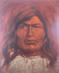 Vintage Original Oil Painting Native American Man Portrait Signed 1970’s