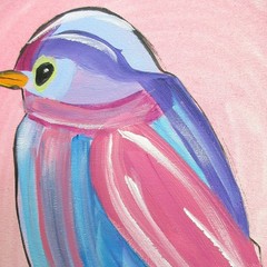 RiverRunArt 12×16 Bold Colorful Modern Bird Signed Original Canvas Art