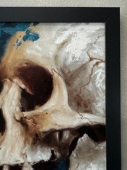 Original Oil Painting Framed – Human Skull – Realistic Impressionistic – 9”x12″