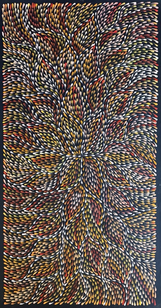 Roseanne Morton Petyar, Authentic Aboriginal Art.Size,120cm x 60cm Medicine Leaf