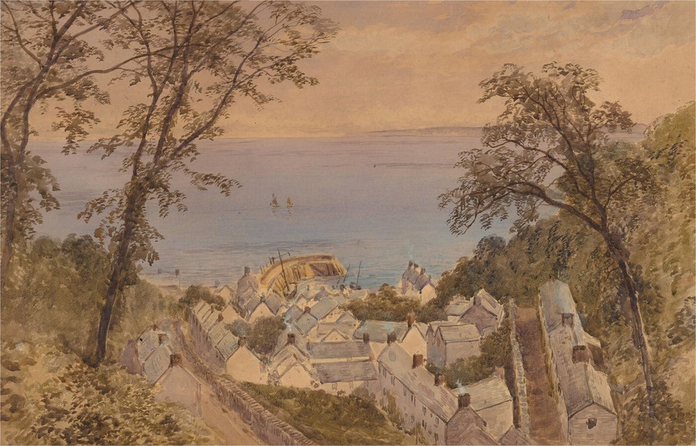 John Syer (1815–1885) – Mid 19th Century Watercolour, Cornish Coastal Town