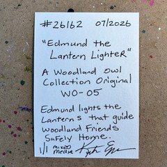 Edmund the Lantern Lighter ACEO Original Painting Owl Art Card 2.5×3.5 OOAK