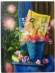Floral Still Life Oil Painting – Flowers, Music Sheet & Key – 12″x16″