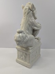 White Glossy Ceramic Table Top Art Statue Gargoyle Gothic Vintage Home Decor