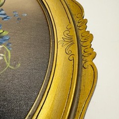 Vintage Original Signed Pastel Floral Flowers Painting Gilt Ornate Oval Framed