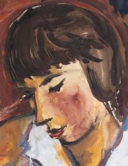 Gerhard Schulte-Dahling Woman Portrait Expressionism Signed Watercolor 1948?