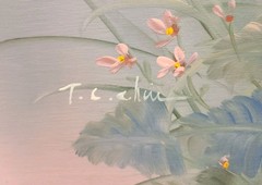 Dancing Egrets 36″x48″ Original Oil Painting By T. C. Chiu Unframed(Some Wear)