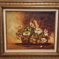 Vintage Artist Signed Floral Still Life Oil Painting on Canvas – Constance Heady
