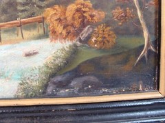 Antique 19C Grist Mill River Landscape O/C Painting