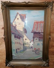 Vintage Oilg. Magnificent alley view Habsburgstr. 13 unl. sign. circa 1930?