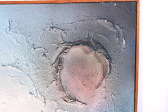 Mid Century Modern Abstract Moonscape Painting Crater Texture Large MCM Unsigned
