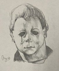 Original Fine Art Drawing Horror Michael Myers Graphite Pencil 5×7