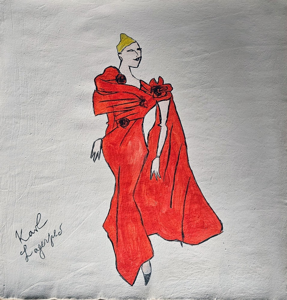 Karl Signed Fashion Oil Illustration on Canvas – German- American Art