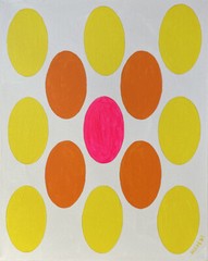 Abstract 27, Yellow, Oval, Original Acrylic Painting, Signed, 16×20 inch, Art