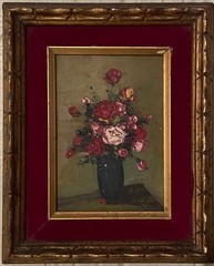 Robert Cox 10.5 x 8.5 Oil Painting Floral Still Life Red Roses