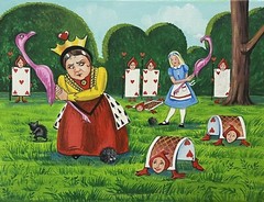 ACEO RYTA Alice In Wonderland Art print of painting illustration Queen Croquet