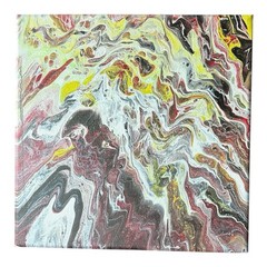 10 x 10 Abstract Acrylic Pour Painting, Fluid Art, Pour Painting