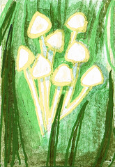 ACEO original mushroom nature painting series 12 of 12 size 2 1/2″-3 1/2″
