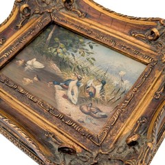 1850s Antique Waterfowl Ducks Landscape 19th C Original Oil Painting Signed HUNT