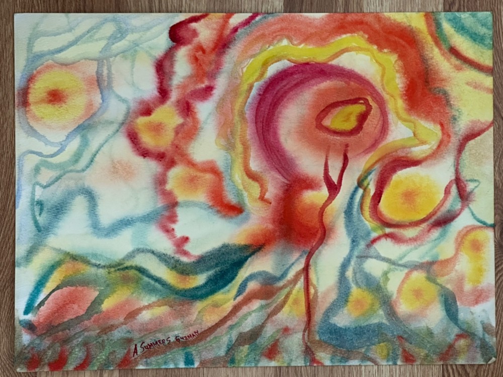ALICE GUZMAN ORIGINAL WATERCOLOR PAINTING 11″ X 15″ NEW MEXICO ARTIST 1980’S