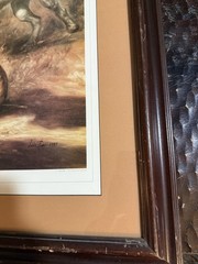Leon Frias 1984 Linchazo en el Acoso Dog Boar Hunt Lithograph Framed 24 x 20