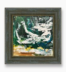 Iceland Reynisfjara Storm Wave Framed Art Textured Abstract Moody Ocean Painting