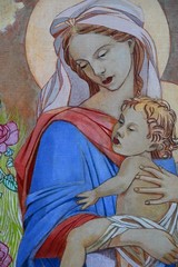 Madonna & Child with Roses by Dionne Landgraf Oil Painting on Linen 11×14″