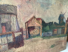 VINCENT VAN GOGH ? PARIS MONTMARTRE WINDMILL POST-IMPRESSIONISM OIL SIGNED 19TH